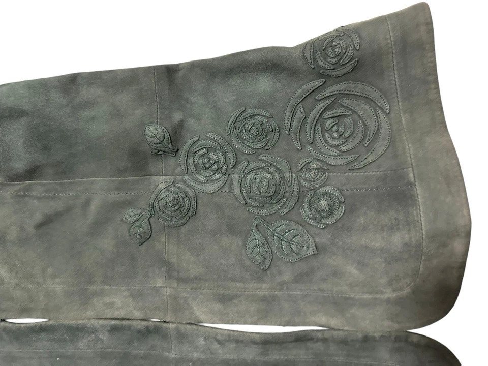 Chaqueta De Gamuza Verde Dana Buchman De Colección Diseño Floral Talla 4 Foto 2 de 4