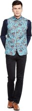 WINTAGE Men's Imported Rayon Printed Party/Festive Indian Nehru Waistcoat s50