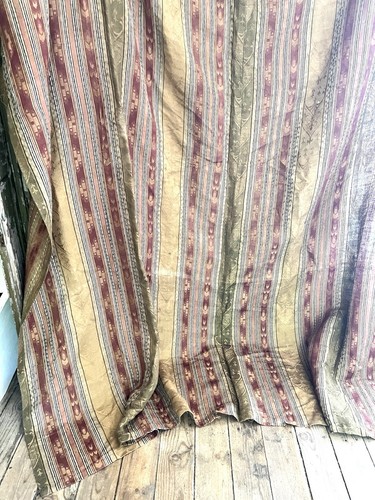 LARGE antique French DAMASK SILK Empire style striped FLEUR DE LYS curtain c1920 - Picture 23 of 24