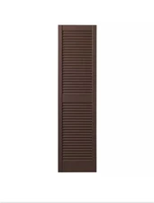 PLY GEM 15" X 59" OPEN LOUVERED POLYPROPYLENE SHUTTERS PAIR TERRA BROWN NEW