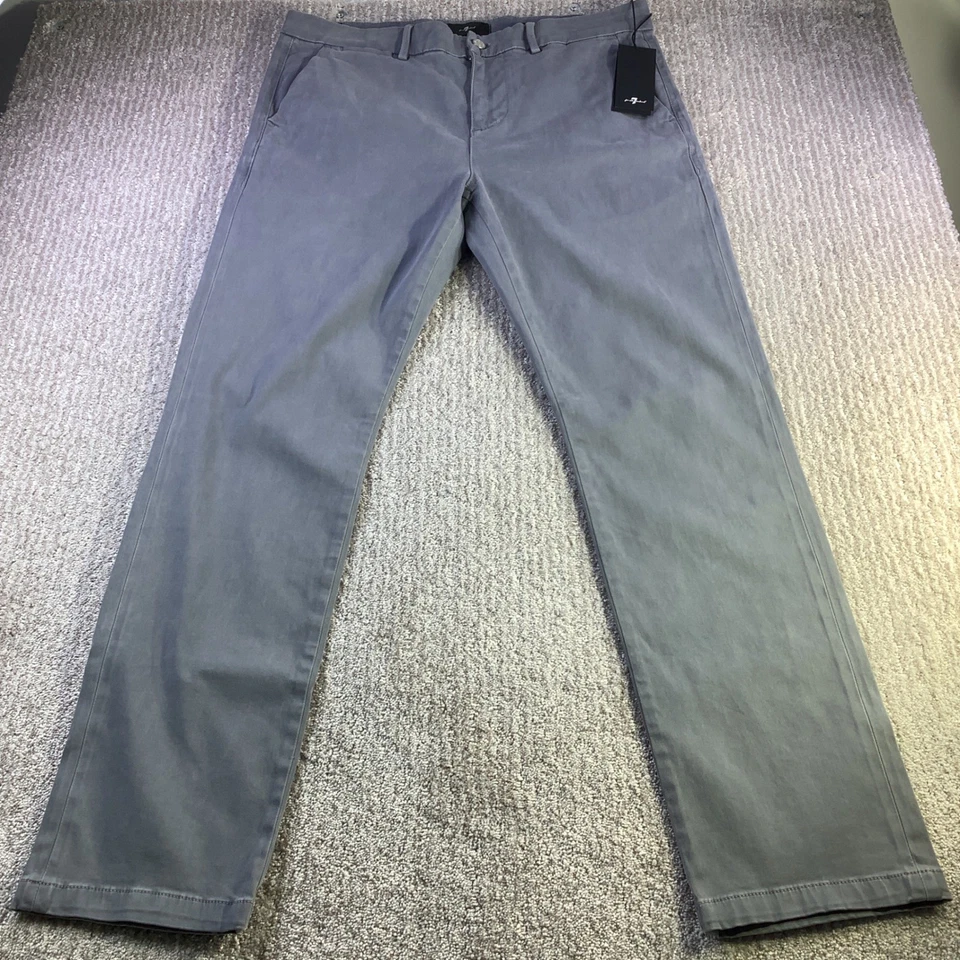 Pantalones chinos ajustados 7 For All Mankind Luxe Performance para hombre 34 x 31 azul dormido nuevos con etiquetas Foto 2 de 4