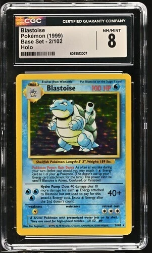 CGC 8 NM/MINT Blastoise 2/102 Holo 1999 Pokemon Base Set