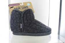 New Muk Luks Bootie Slippers - Ebony Dark Gray - Size Small 5-6