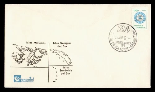 DR WHO 1982 ARGENTINA FDC FALKLAND ISLANDS ANTARCTIC OVPT M74818
