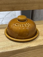 Vintage Cheese Dish Lidded Cheese Dome Dish Brown Glazed