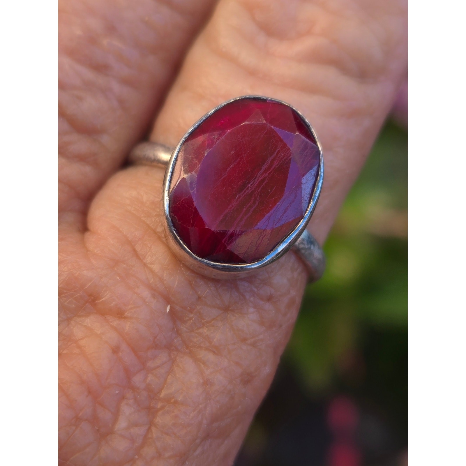 Modernist Natural Red Ruby Gemstone Ring 925 Ster… - image 8
