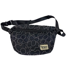 Damson Madder Polyester Floral Black Embroidered Zip Up Bum Waist Bag Used
