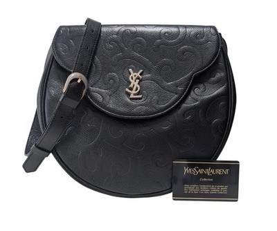 *Rare* Yves Saint Laurent Shoulder Bag Arabesque Leather Black YSL