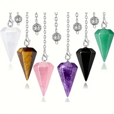 Six Crystal Dowser Pendulums Healing Divination Reiki Feng Shui Gift Wellness