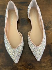 Betsey Johnson Remy Women 11 Iridescent Rhinestone Pointy Flats D  Orsay Wedding