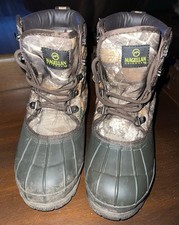 Magellan Outdoors Boots Camo Rubber Lace Up Brown Green Boys Child Youth Sz 3