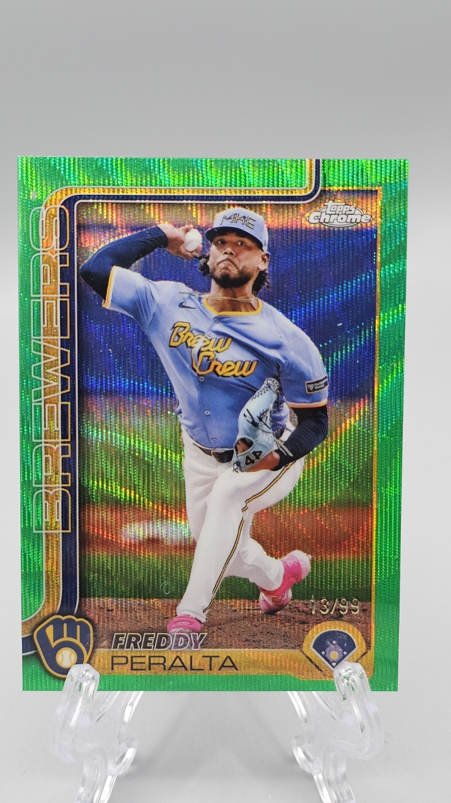 2025 Topps Chrome - Freddy Peralta #95 Green Refractor /99