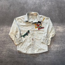 VTG Mickey Co Disney Kids Denim Shirt Perils of Mickey Light Wash Button Up 4T