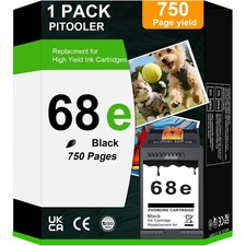 68XL Black Ink Cartridge Replacement for HP 68 68e Printers - High Yield, Qualit