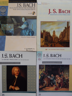 Lot of 8 piano scores: Bach. Notebook; Introduction; 18 Short / Little Preludes