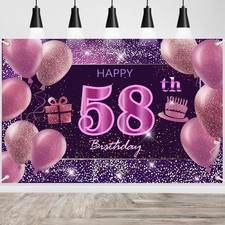 58th Birthday Decorations for Girls IMISI Happy Birthday Banner Pink Decorati...