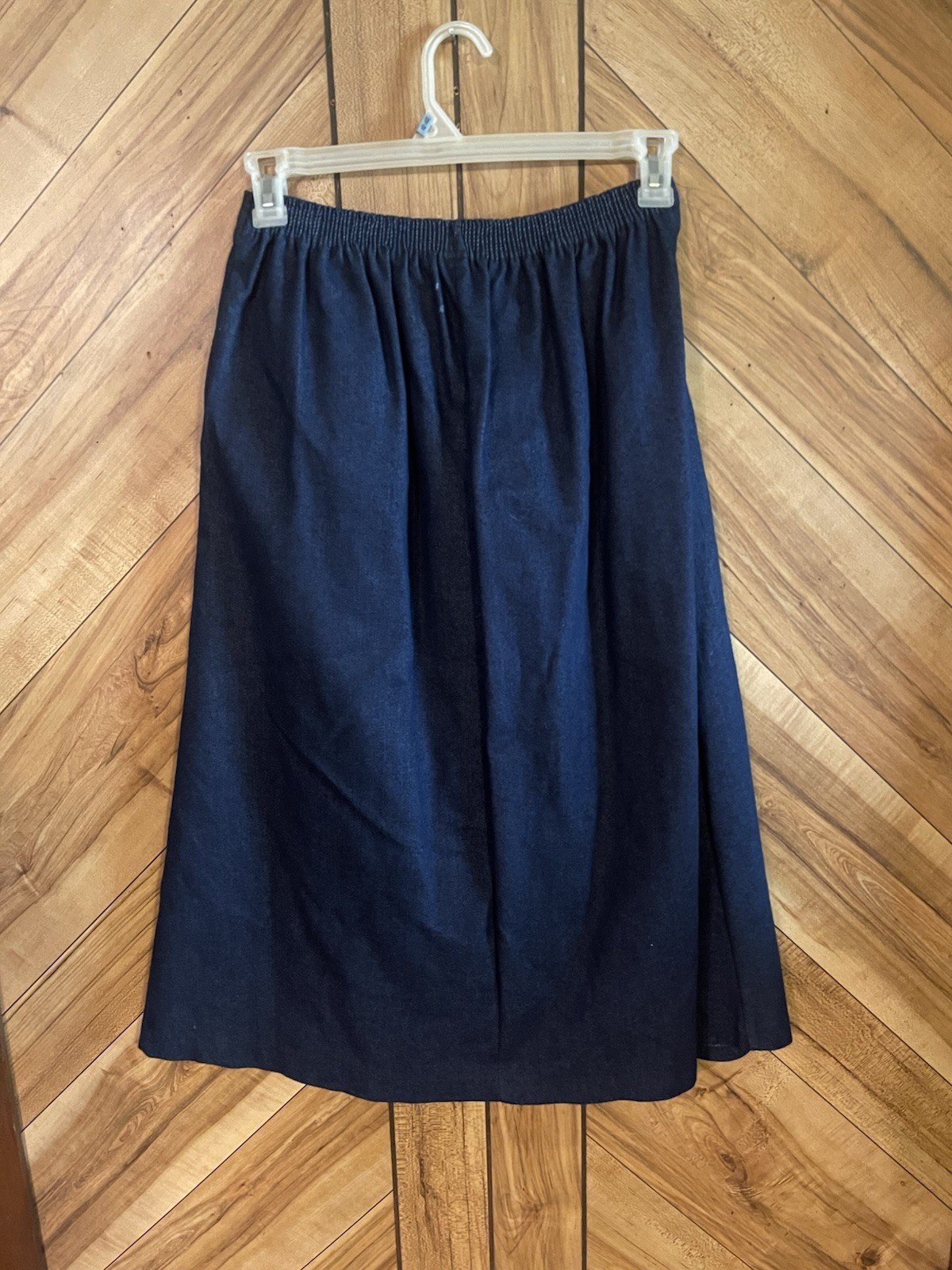 Handmade Dark Blue Pull Button Down Denim Midi Sk… - image 5