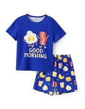Boys Pajamas 2 Piece Soft Comfy PJs T-shirts with Shorts 11 Years Blue Food