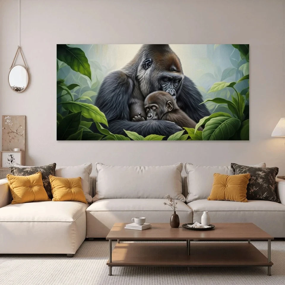 Pintura de gorila tela arte parede impressão panorama vida selvagem quadro decoração para casa  - Imagem 2 de 4
