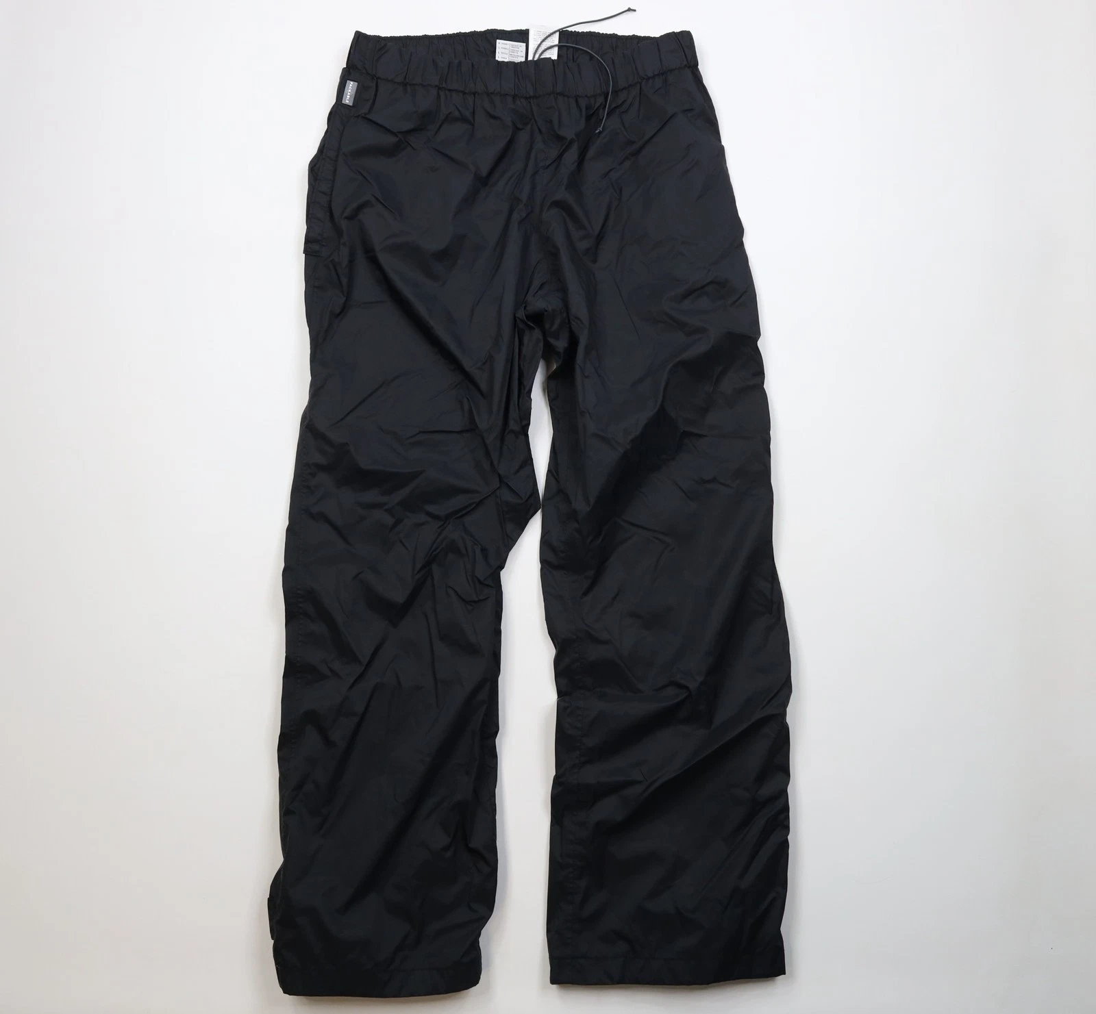 Vintage Columbia Mens Large Lined Packable Waterproof Wide Leg Rain Pants Black