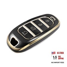 TPU 4 Button Keyless Entry Remote Cover - Key Fob Cover Fits Hyundai Black