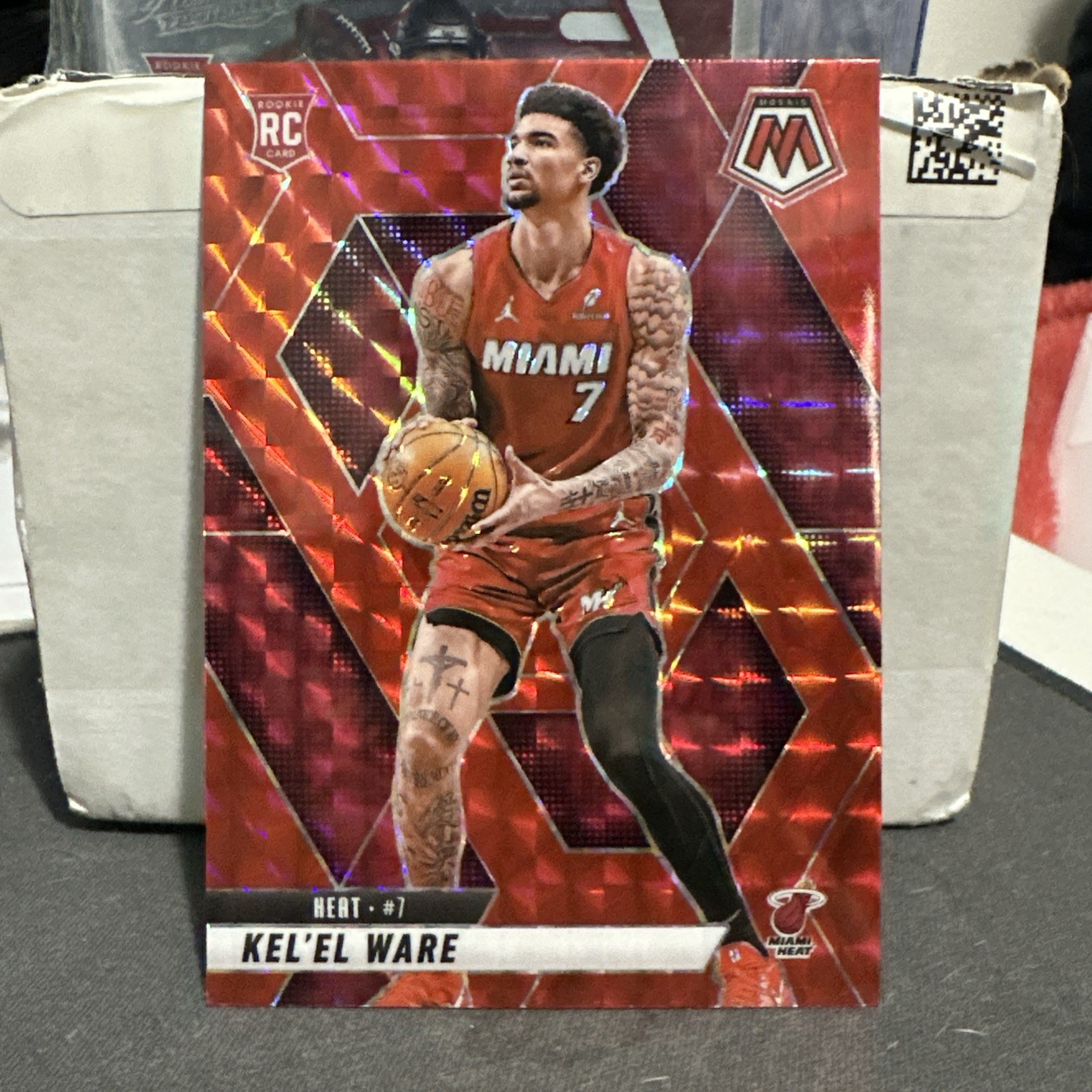 Kel’el Ware 2024-25 Panini Mosaic Rookie Red Mosaic Prizm RC #232 Miami Heat