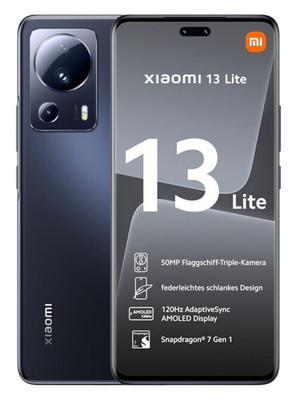 Xiaomi 13 Lite 5G Dual-SIM 256 GB schwarz Smartphone Handy Ohne Vertrag WOW