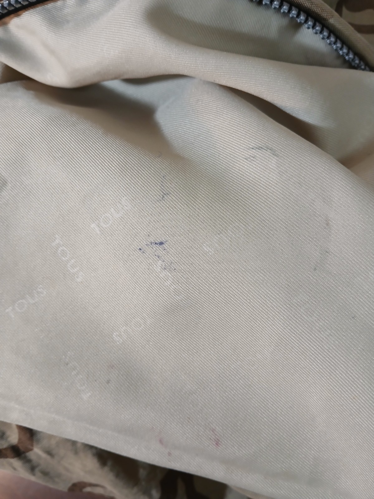 TOUS Drawstring Backpack Tan Brown Expandable Log… - image 7