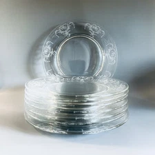 8 Vtg Tiffin Franciscan Clear Glass Etched Salad Luncheon Plates Plate Set of 8