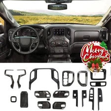 Center Console Interior Overlay Cover Full Trim Kit For Chevy Silverado 2019-25