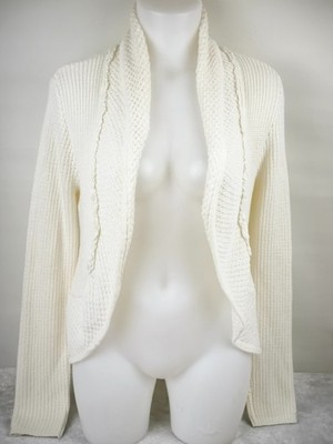 VERO MODA Strickjacke Strick Jacke Grobstrick  Schalkragen Creme Beige Gr. M