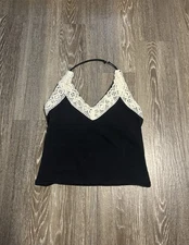 MODA International Embroidered Halter Top Sz XS Whimsy Goth Grunge Boho Fairy