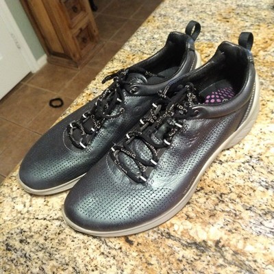 Ecco Biom Fjuel Women's Black Leather Perforated Athletic Running Sneakers Sz 9