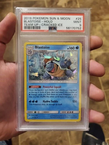 2019 Pokemon Sun & Moon Blastoise Holo Cracked Ice 25/181 Team Up English PSA 9