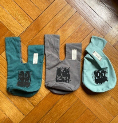 Set of 3 Eleven Madison Park NYC Rashid Johnson small canvas tote carrier bag