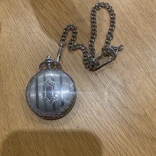 Mechanical Silver Tone Pocket Watch With Sheild