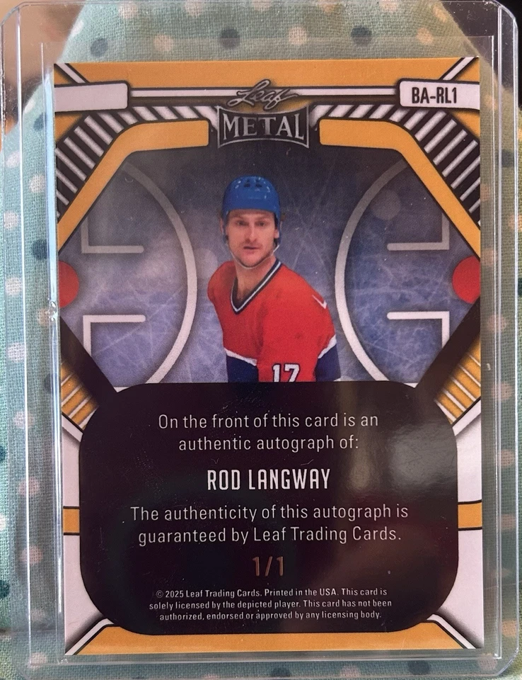 1/1 ROD LANGWAY 2025 Leaf Metal Legends Hockey Autograph 1/1 - Image 2 of 2