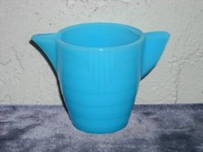Akro Agate Stacked Disc Teapot, No Lid As Is Light Blue