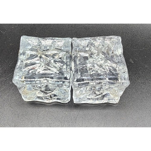 Scandinavian Dansk Style Melting Ice Cube Art Glass Taper Candle Holders (2) - Picture 5 of 5