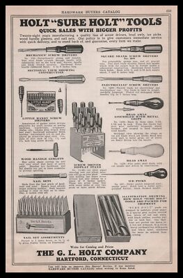 1928 G. L. Holt Co. Hartford Connecticut Little Handy Screw Drivers Set Print Ad