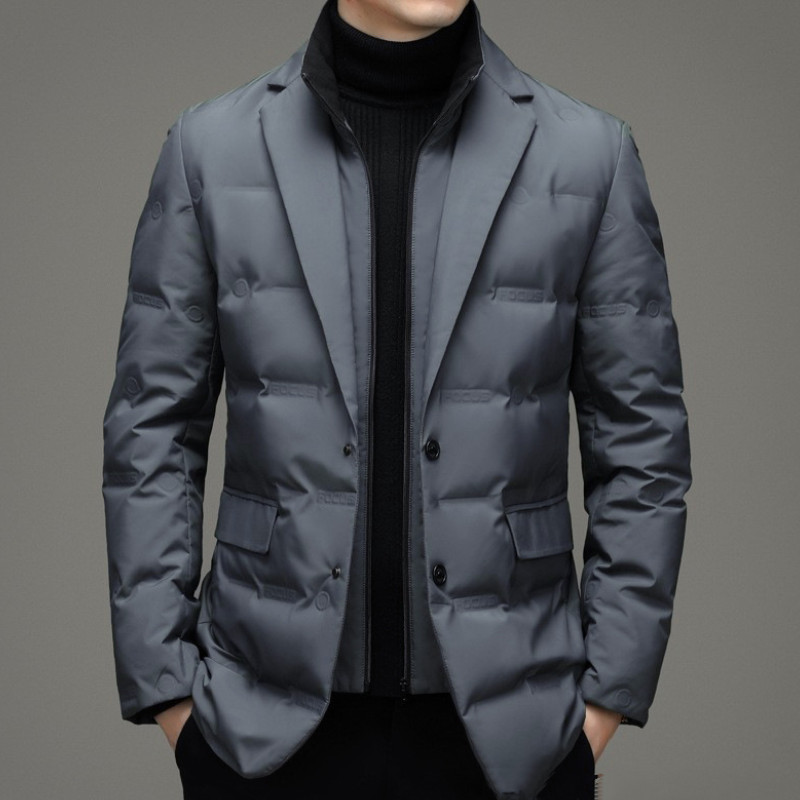 Para hombres Cálido Negocios Formal Blazer Prendas de abrigo Cuello desmontable Chaqueta de plumón