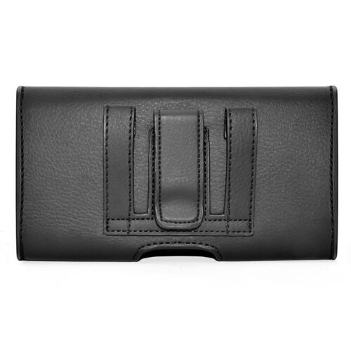 Black Horizontal Leather Cover Belt Clip Holster Case Pouch For iPhone 14 Plus - Picture 4 of 5