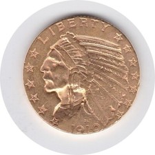 1910-S $5 Gold Indian Half Eagle BU, ***Free Shipping***