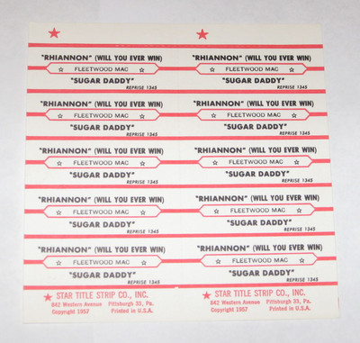 Fleetwood Mac Ganzer Bogen 10 Jukebox Titel Streifen Rhiannon Sugar Daddy Ebay Sugar daddy (slang term), a man who offers support (typically financial and material) to a younger companion. ebay
