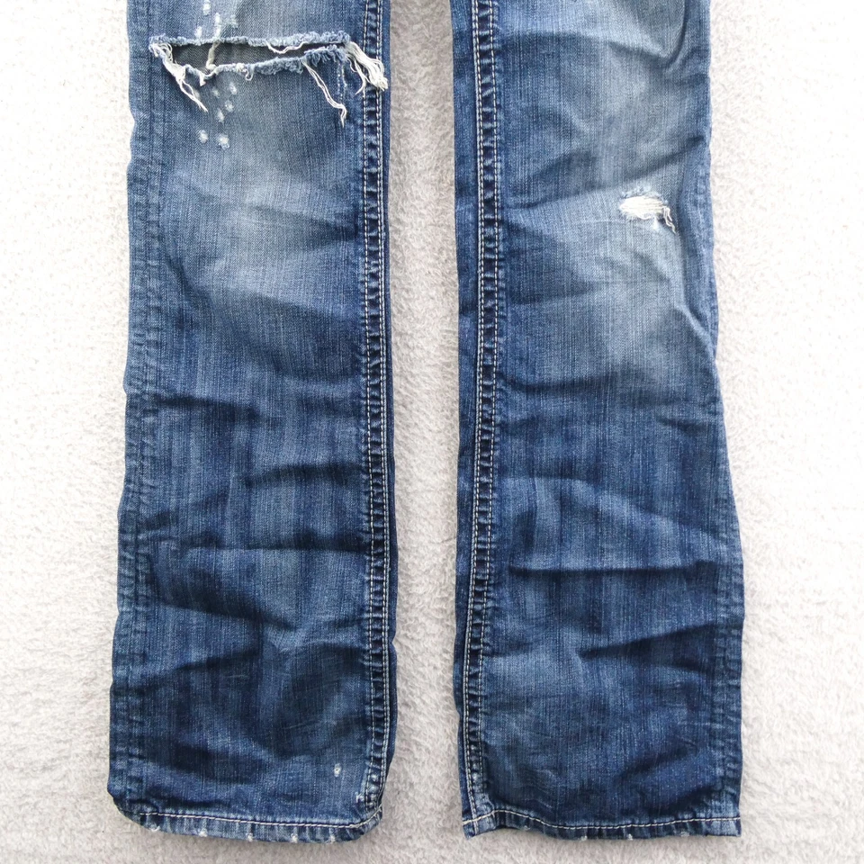 Pantalones de mezclilla MEK DNM para mujer talla 30 x 34 Bootcut azul 30x34 algodón vintage desgastado Foto 2 de 4