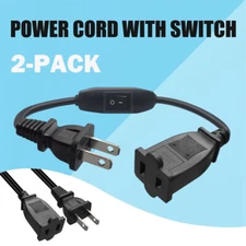 2pcs On Off Switch Extension Cord ,2-Prong Polarized Extension Cord with Switch