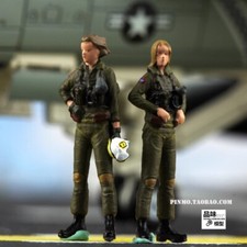 Homemade 1/72 Modern Fighter Female Pilot 2-person Colorful Finished Model