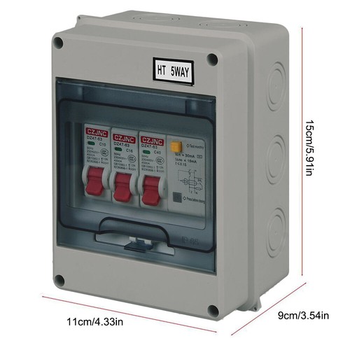 5 Way Garage Shed Camper Van Caravan Consumer Unit Fuse Box with RCD and 2 x MCB - Picture 3 of 15
