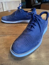 Cole Haan 2 Zero Grand Blue Perferrated Nubuck Sneakers White Soles 11 M