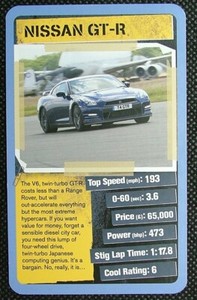 1 X Top Trumps Card Top Gear 2 Cool Cars Nissan Gt R Ebay